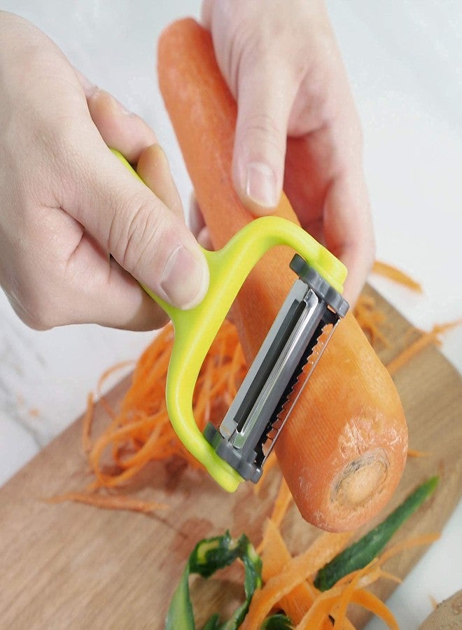 we3 3 in 1 Julienne Vegetable Peeler Carrot Potato Peeler Stainless Steel Fruit Peeler Potato Cabbage Cutter Vegetable Grater Kitchen Gadget (Pack of 1) - Image 4